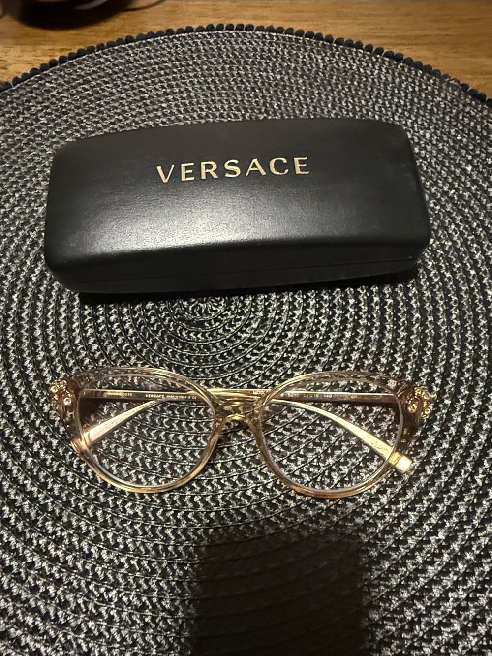 Versace Women's Gold Clear Frame Eyeglasses with Medusa Temples